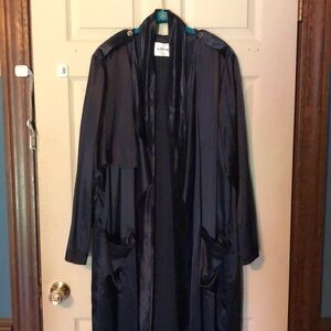 Baacal Deep Sea Blue Satin Trench Coat